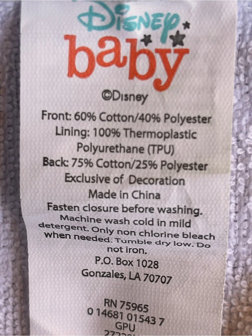 Disney branded bib
